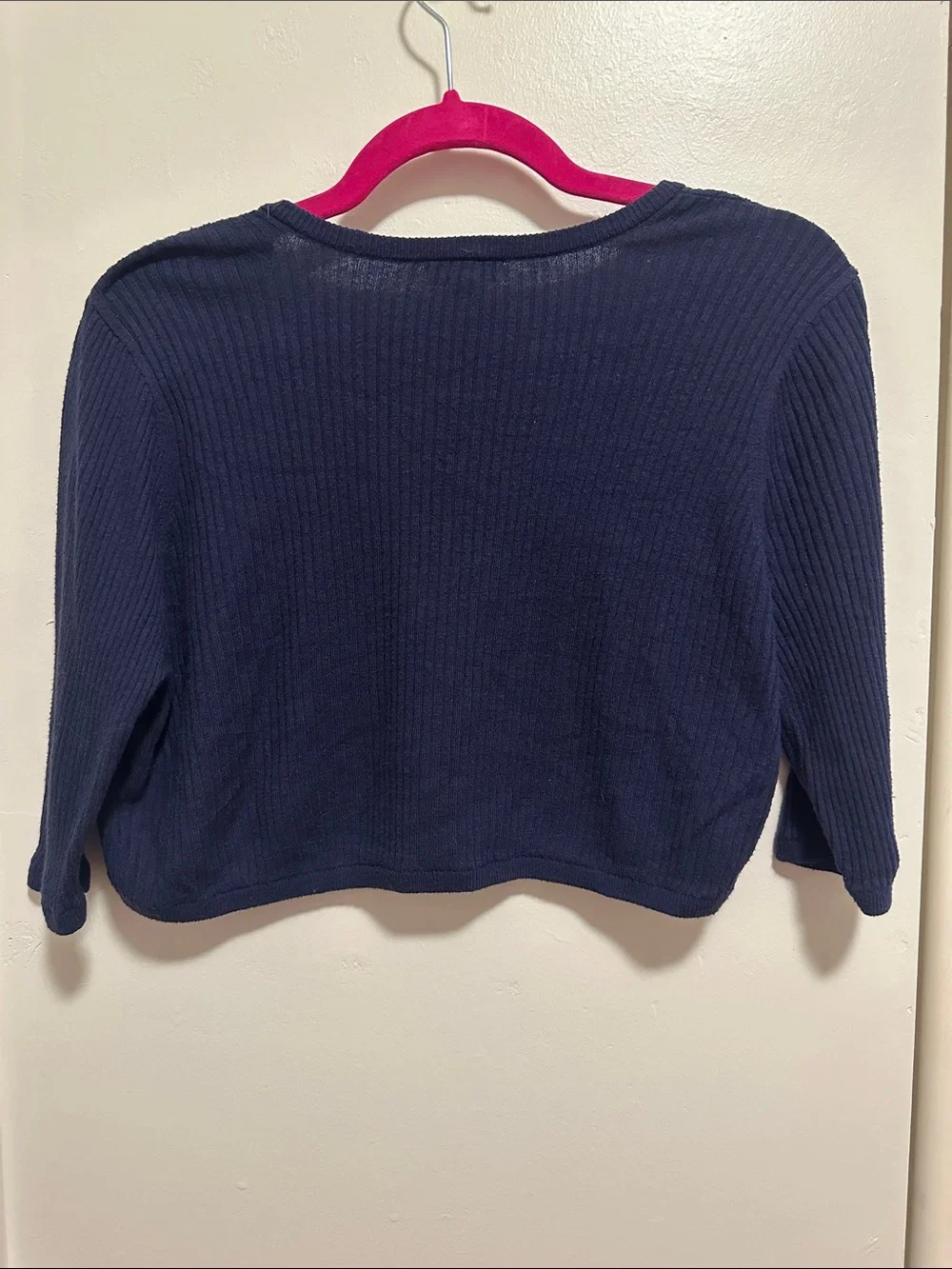 torrid Navy Ribbed Open-Front Crop Cardigan - Picture 3 of 3
